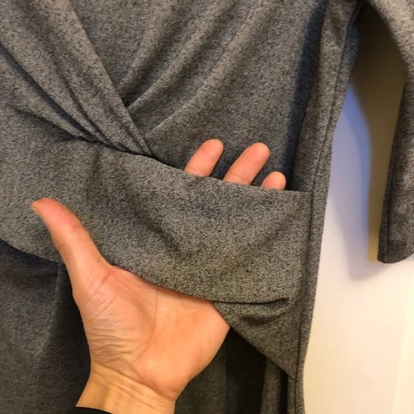 BOSS Hugo Boss Wrap Front knot Sheath Dress Wool Blend S grey cropped sleeve - Picture 10 of 12